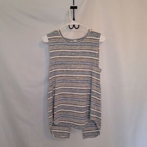 RD Style Gray Blue White Stripe Sleeveless Sweater Size Med #118